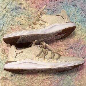 Puma Women's Beige and White Sneakers